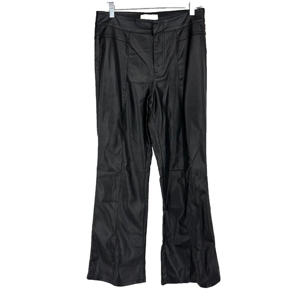 We the Free Women 6 Uptown High Rise Faux Leather Pant Solid Black Flare Leg